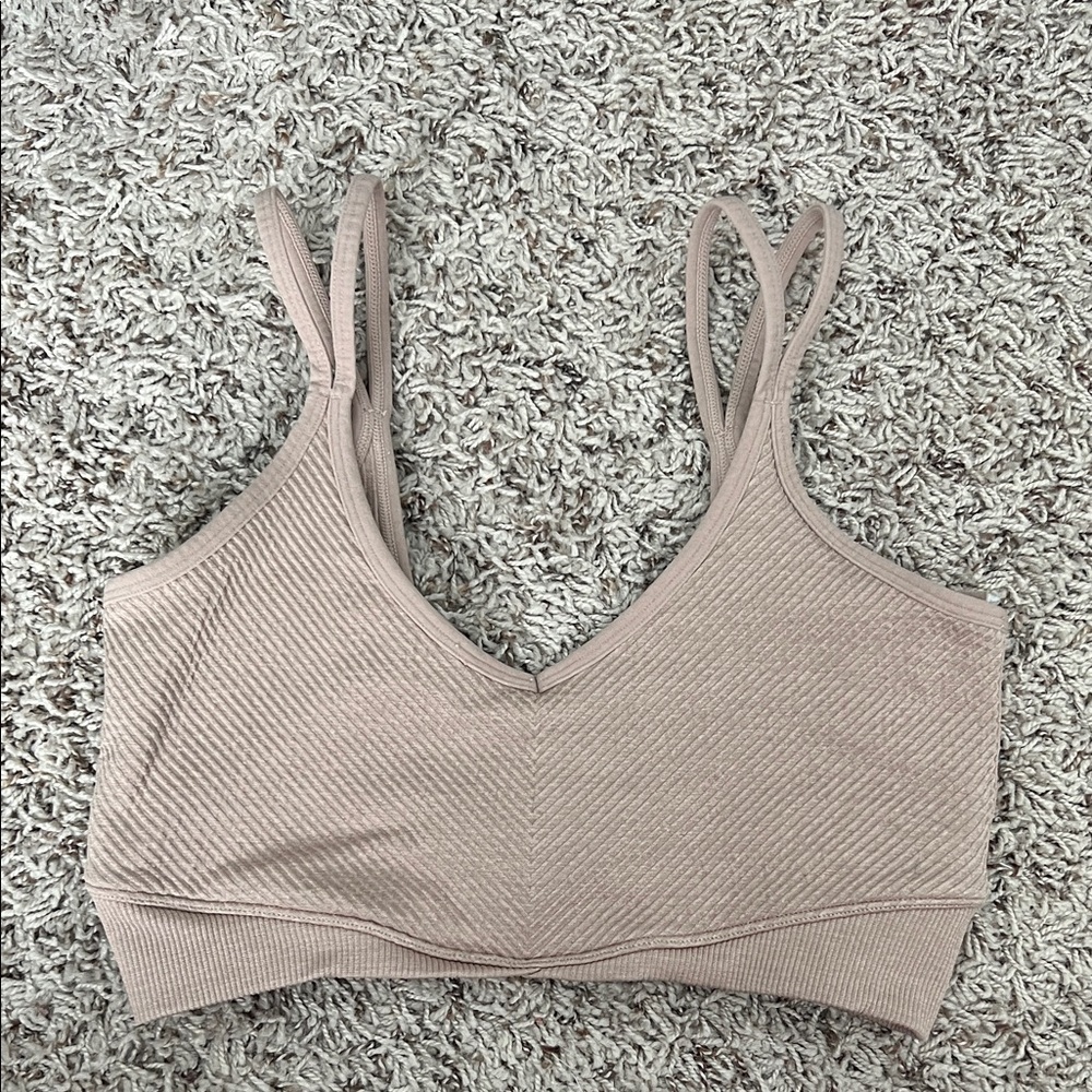 Ribbed Tan Strappy Bralette